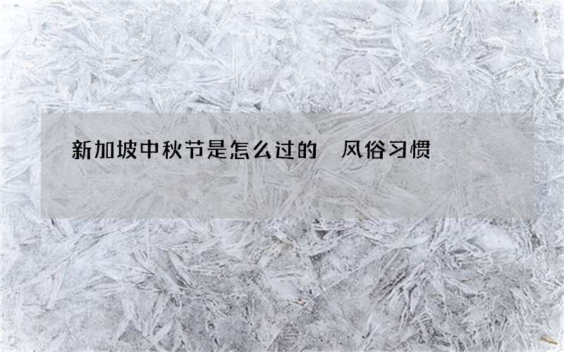 新加坡中秋节是怎么过的 风俗习惯